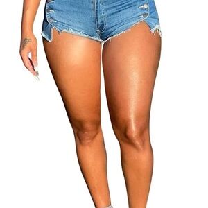 Amazon Blue Jean Shorts High-Waisted Distressed